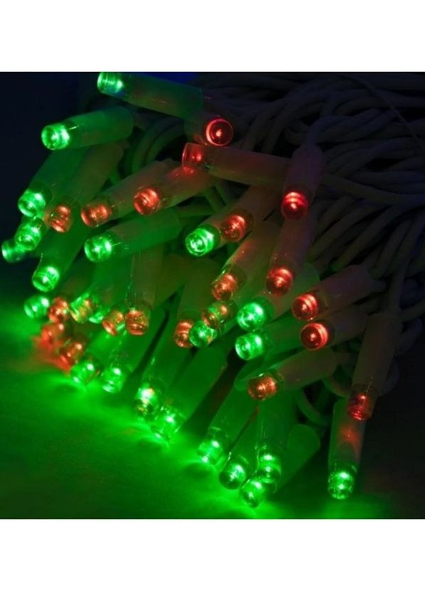 Светодиодная гирлянда нить уличная Led (2089) на 80 Bicolor светодиодов электрическая 1 режим 8 м на зеленом проводе Мультицвет No Brand (272615211)