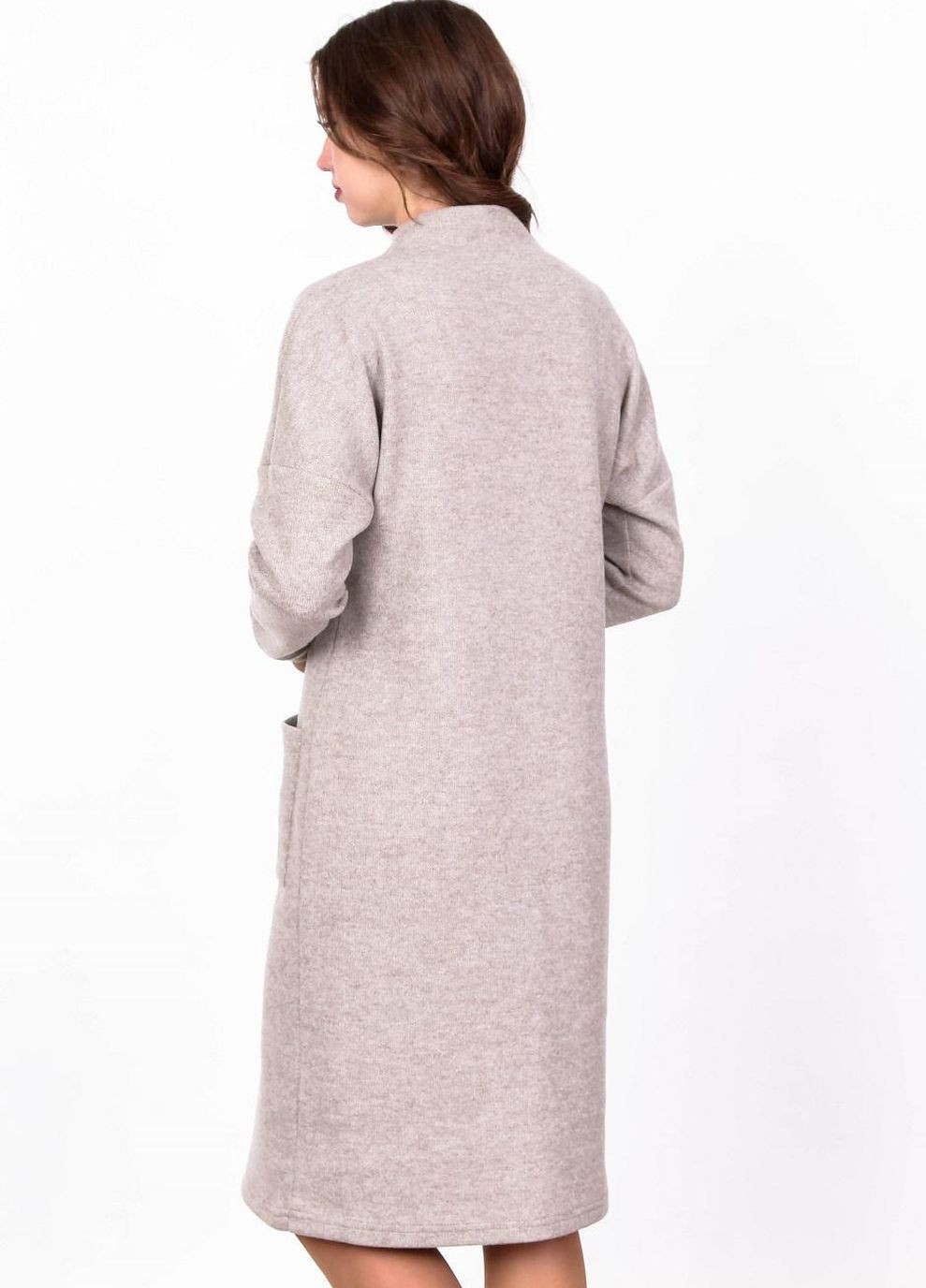 Бежевое кэжуал платье теплое женское 114 однотонный ангора вязка бежевое Актуаль