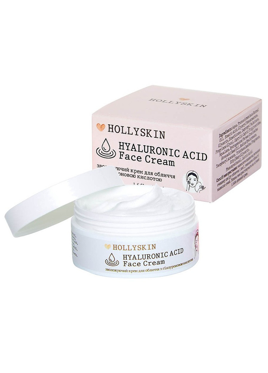 Зволожуючий крем для обличчя з гіалуроновою кислотою Hyaluronic Acid Face Cream, 50 мл Hollyskin (257332669)