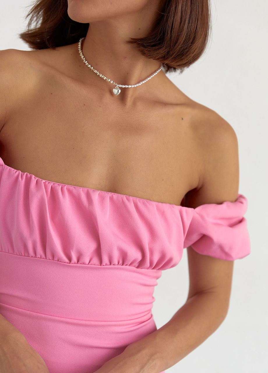 Рожева кежуал коротка сукня зі шнурівкою на спині - рожевий Lurex