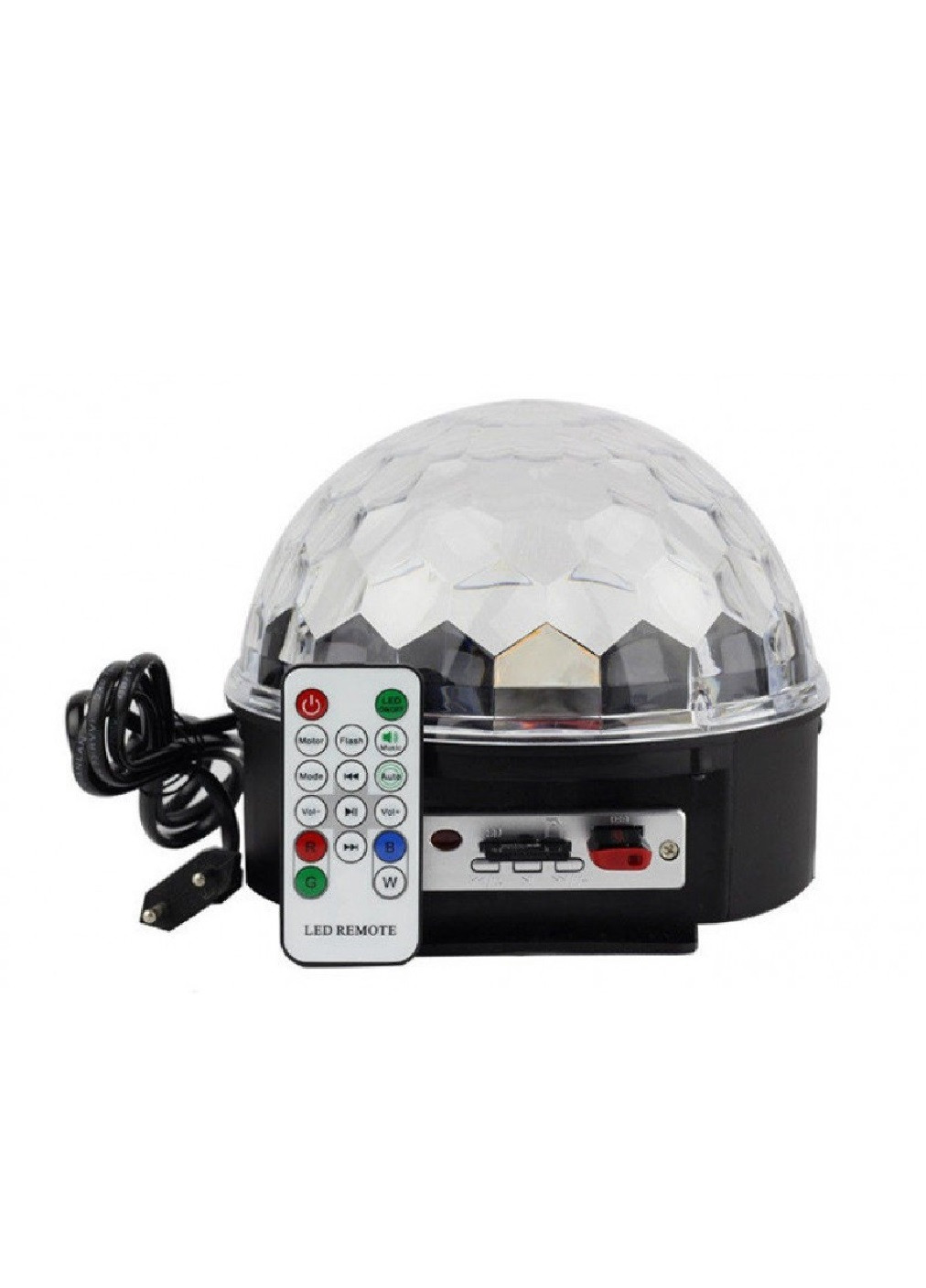 Світлодіодна диско куля обертова лампа кулька світильник світломузика динамік пульт MP3 плеєр Bluetooth 17х15 см (474137-Prob) Unbranded (257424613)