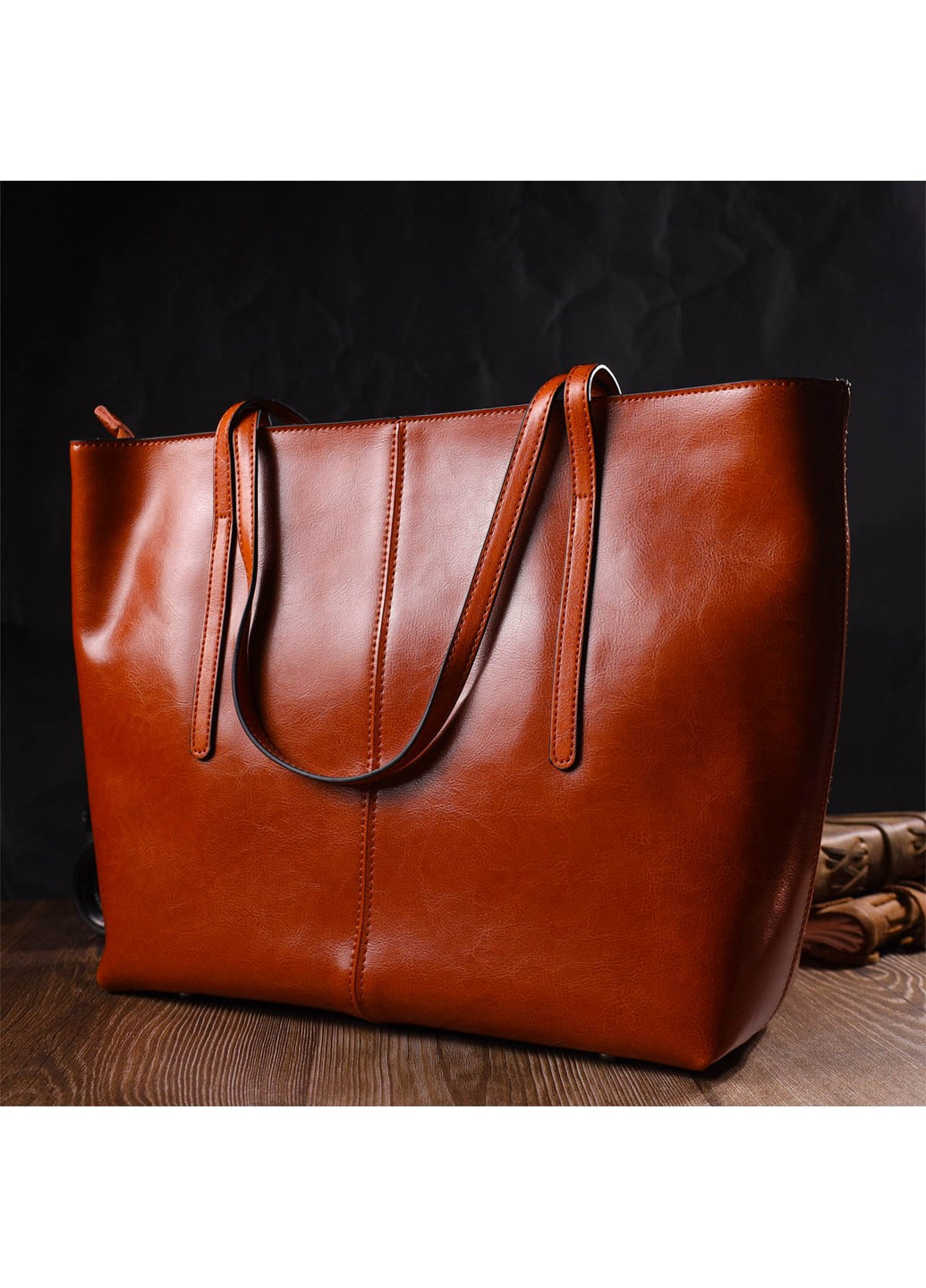 Стильна сумка шоппер із натуральної шкіри 22096 Руда Vintage (260360882)