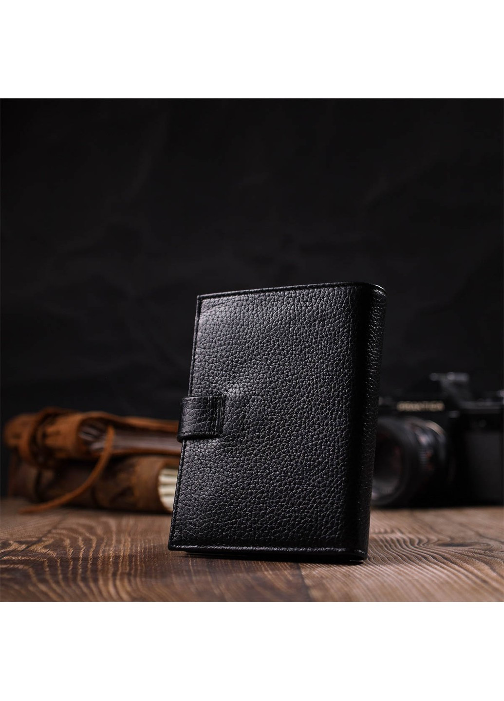 Портмоне для чоловіків з натуральної зернистої шкіри 22055 Чорний Bond (262158746)