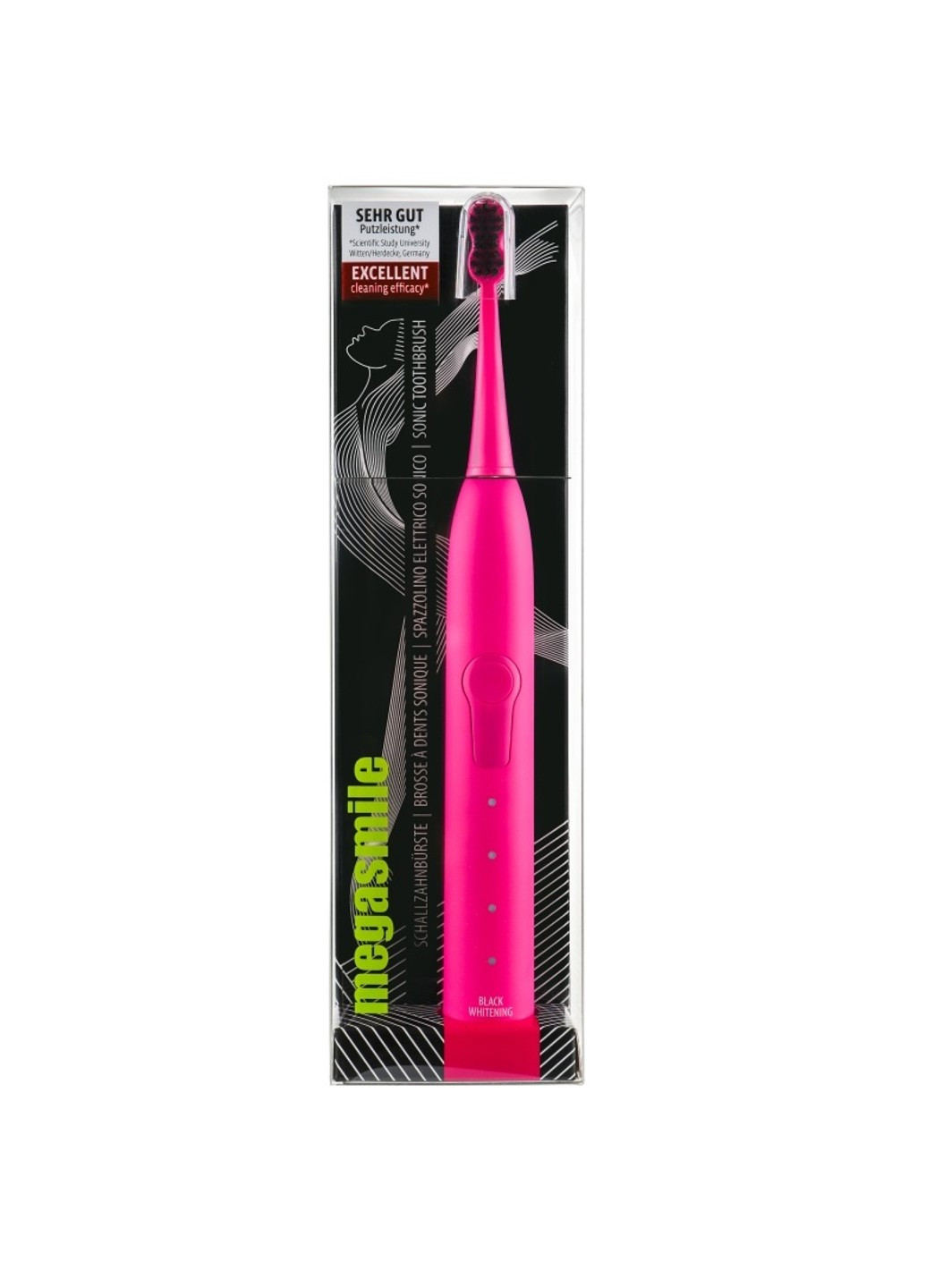 Звуковая гидроактивная зубная щетка Black Whitening II Shocking Pink (розовая) Megasmile (269238129)