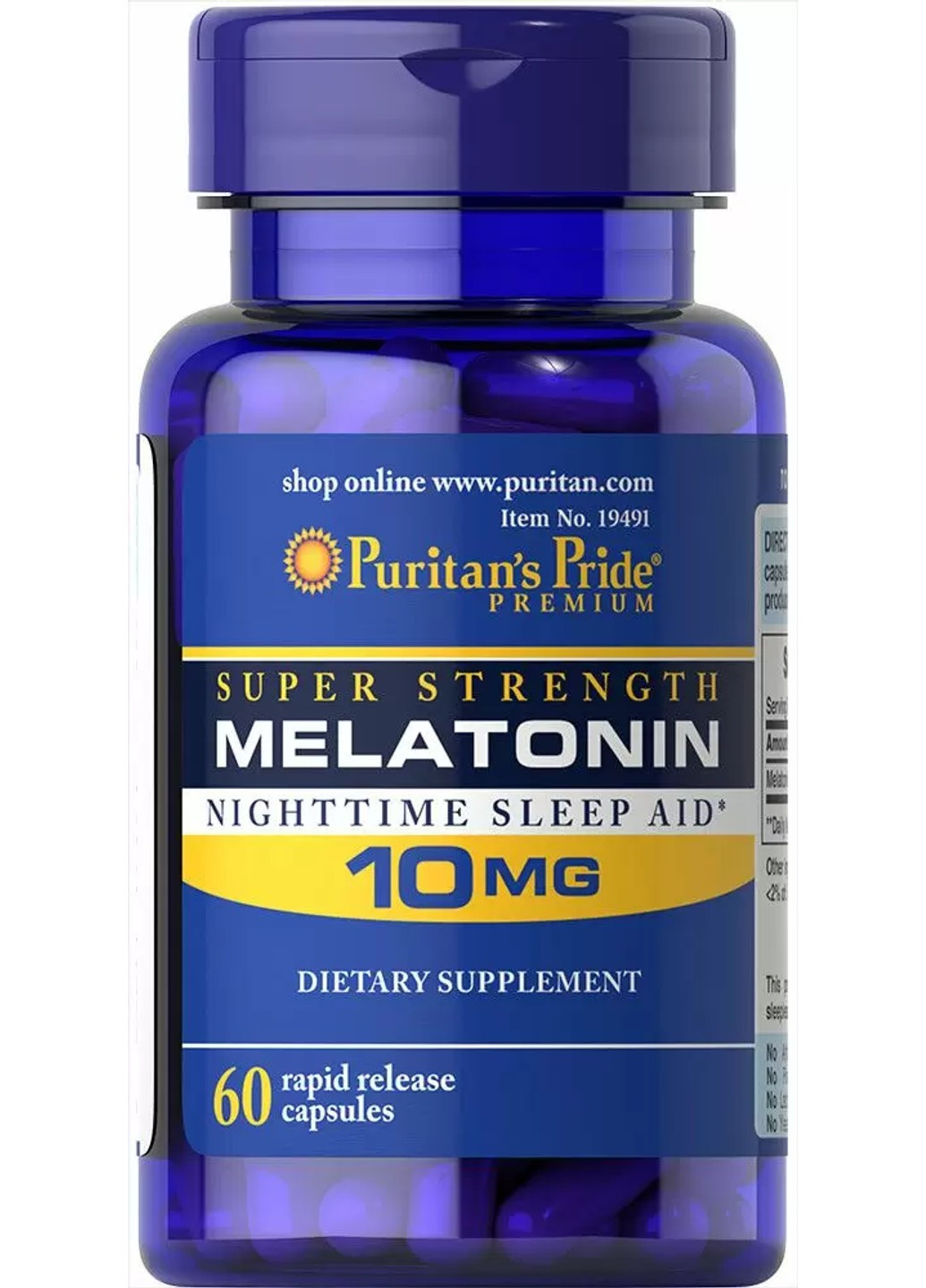 Мелатонін, Melatonin 10 мг - 60 капсул Puritans Pride (269462072)