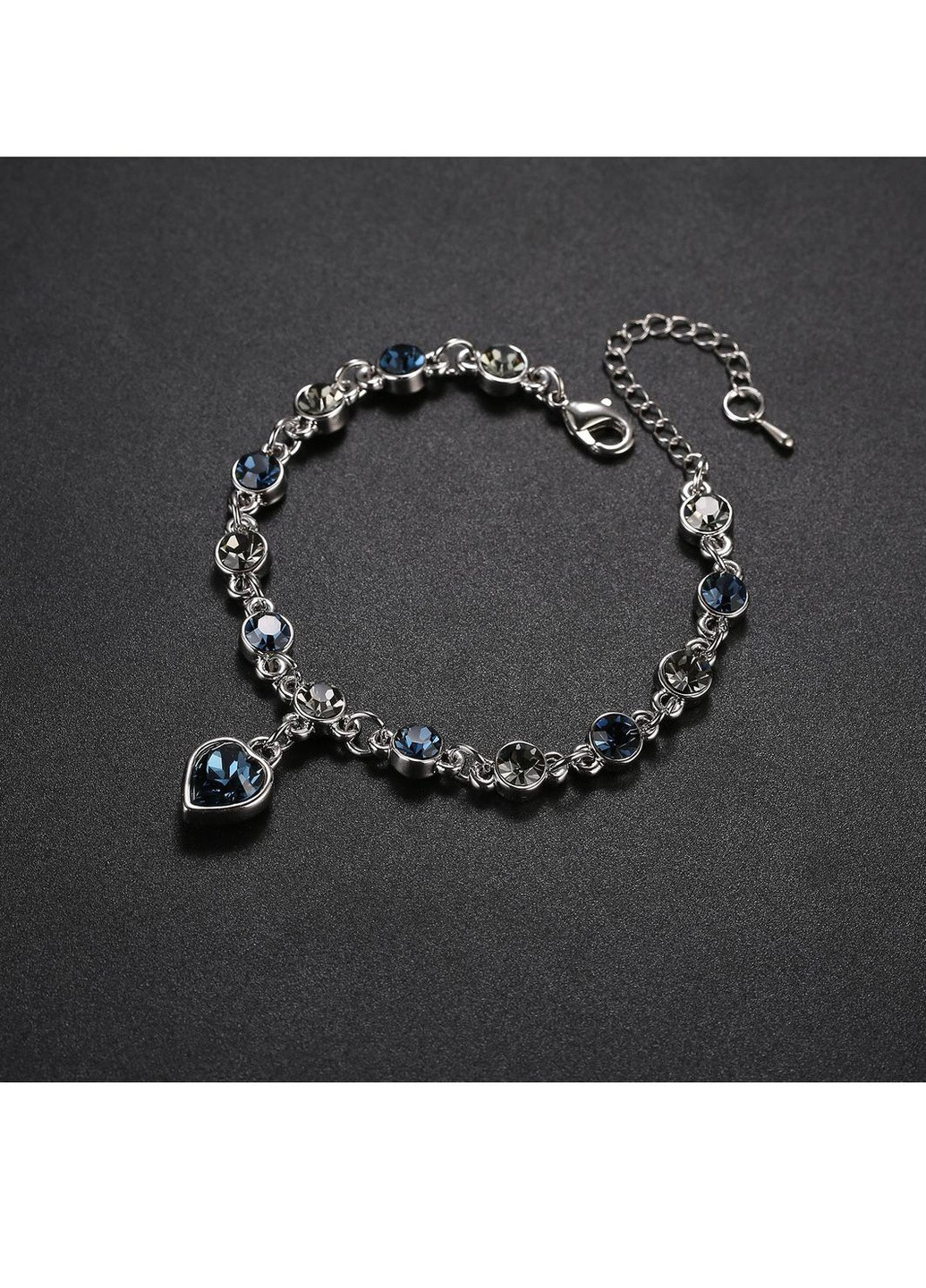 Женский серебристый браслет из синим австрийским хрусталем No Brand (259215379)