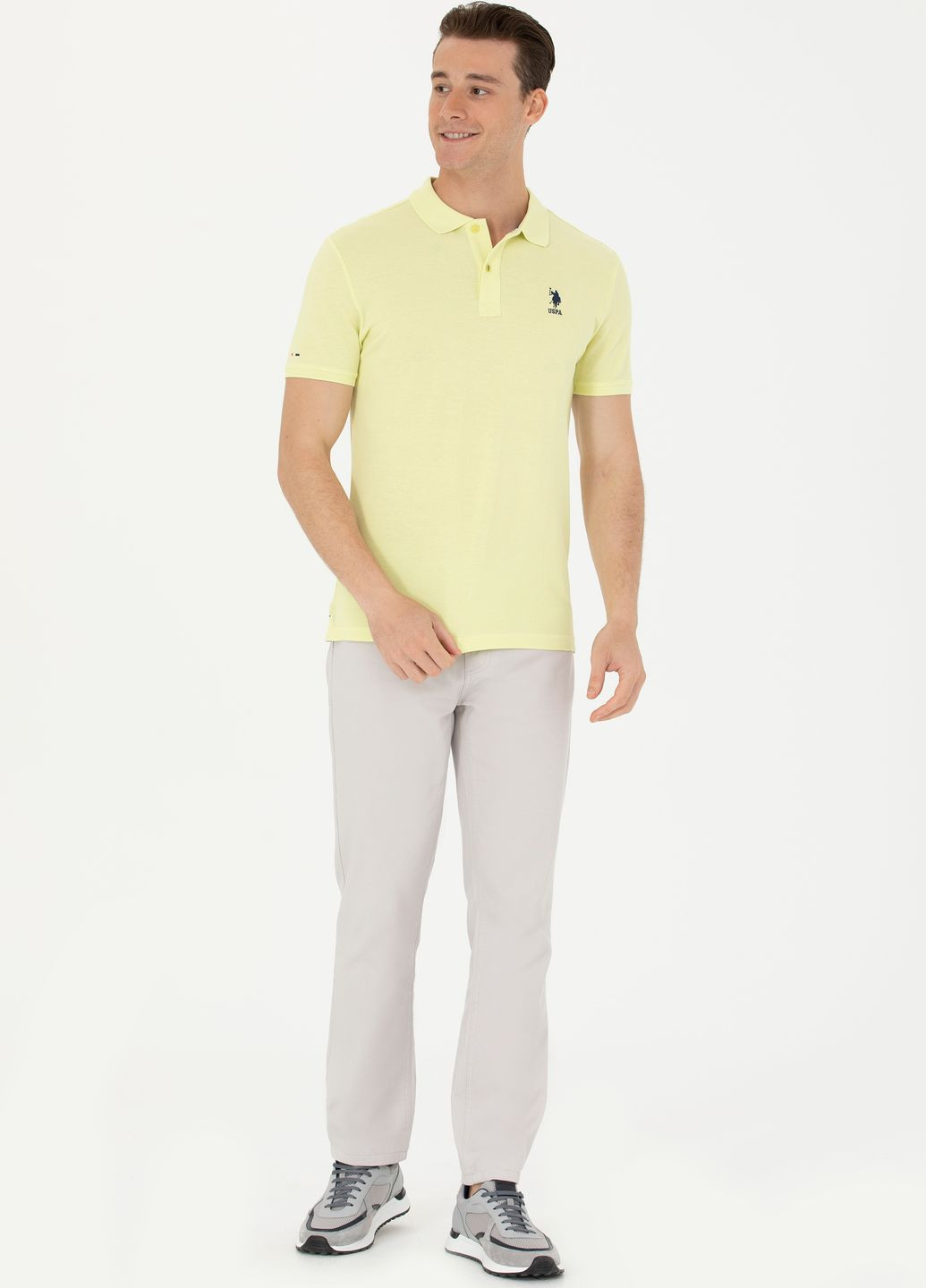 Светло-желтая футболка поло мужское U.S. Polo Assn.