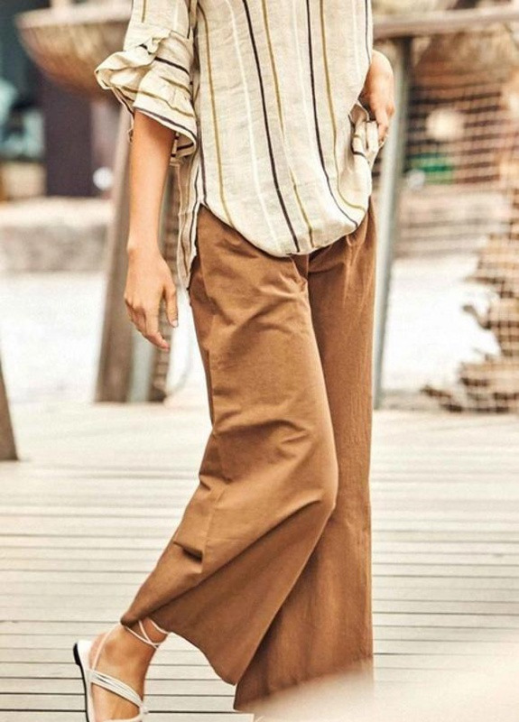 Брюки палаццо широкие с высокой талией M Бежевый IC-735 Iconique (258260723)