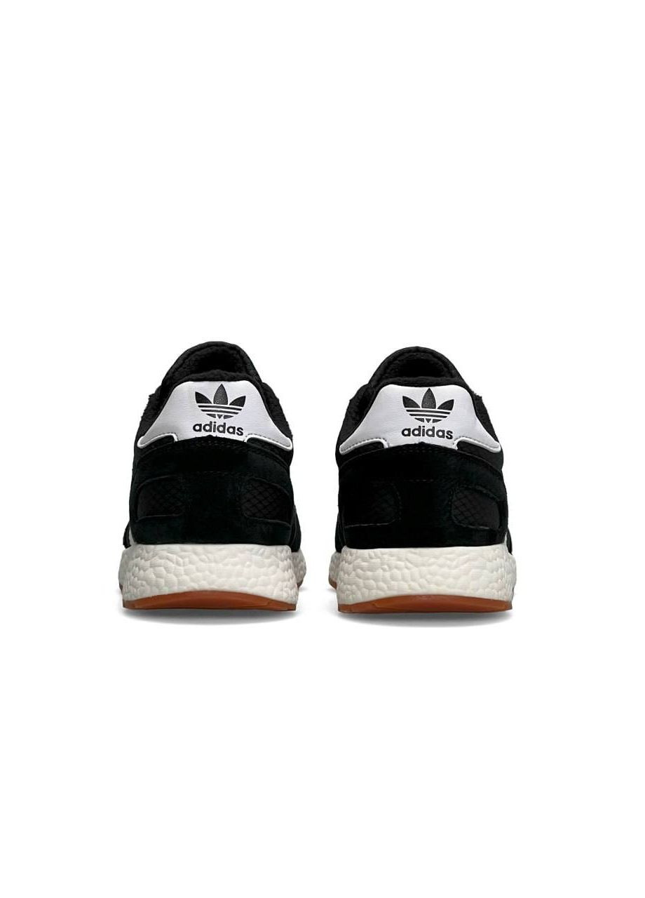 Черные демисезонные кроссовки женские, вьетнам adidas Originals Iniki Fleece Termo Black White Stripes Gum