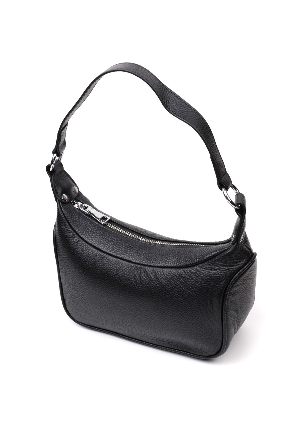 Аккуратная кожаная женская сумка полукруглого формата с одной ручкой 22411 Черная Vintage (276461717)