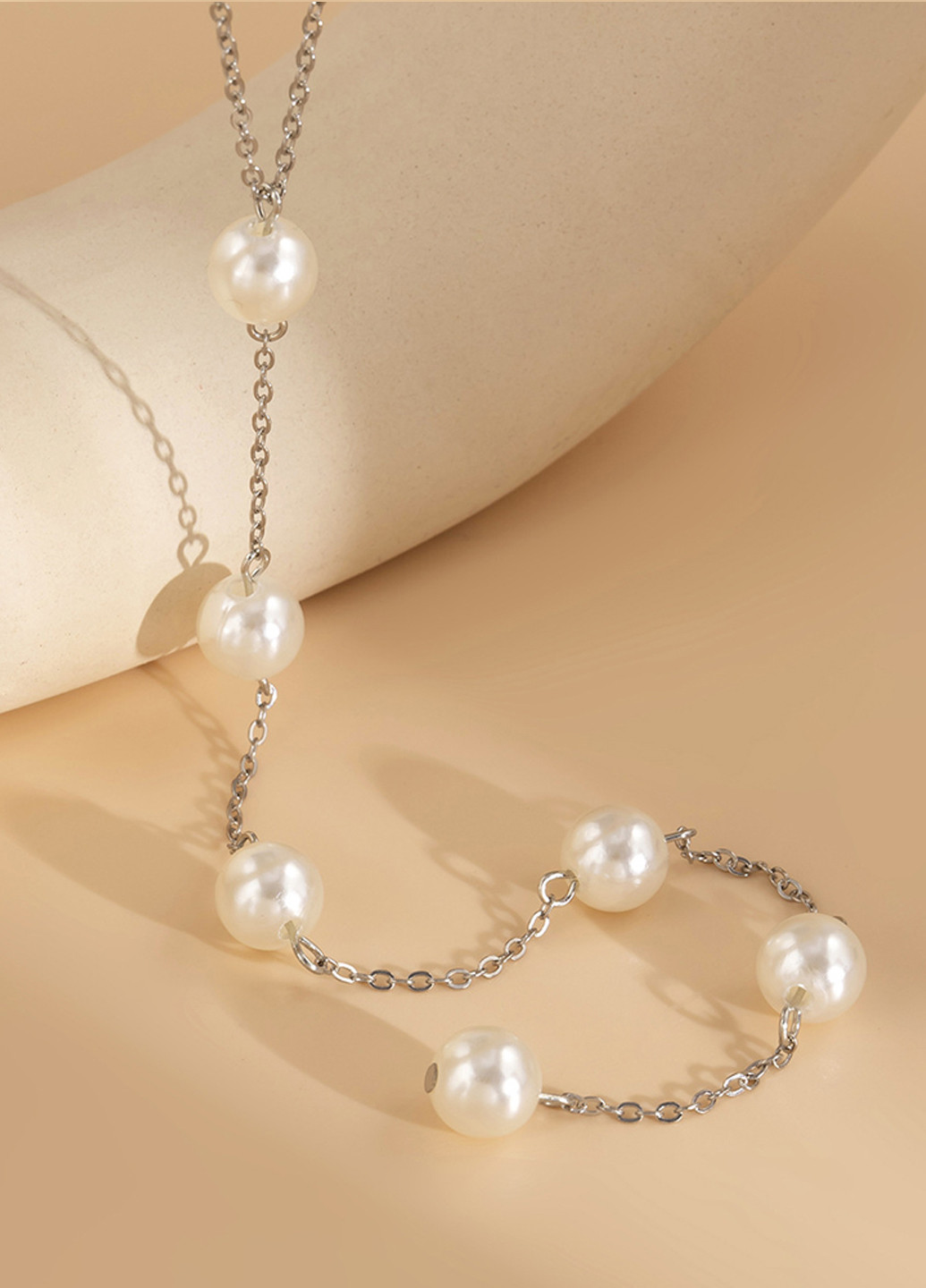 Ланцюжок "Fashion 3" в перлах сріблястий, 40+8 см підвіска 21 см Анна Ясеницька (266700798)