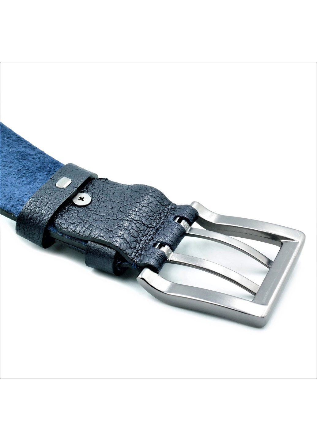 Кожаный мужской ремень 3,8 х 115-120 см Синий m-kozh38-wtrua-0057 Weatro (267406551)