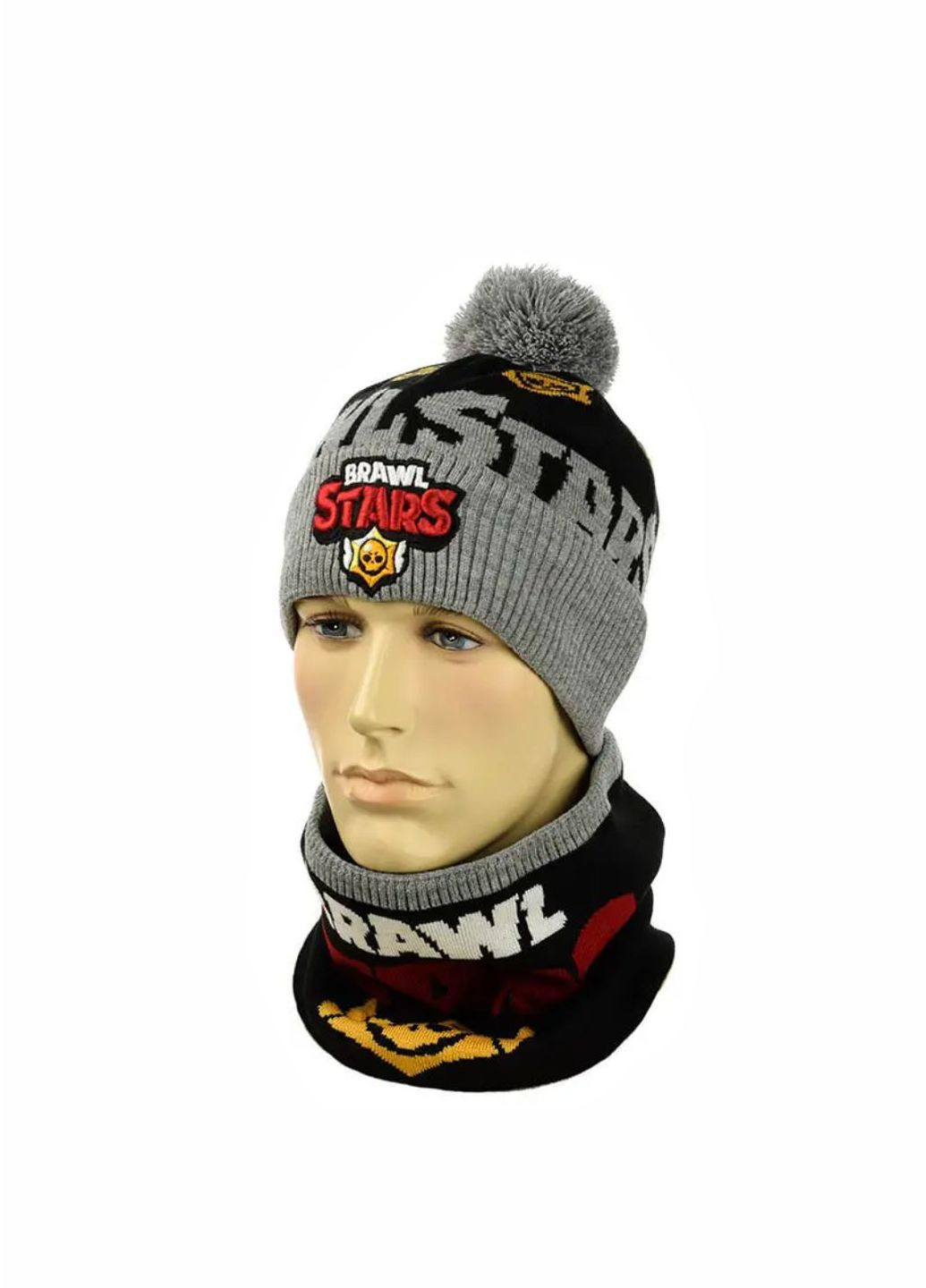 Детский зимний комплект шапка с помпоном + снуд Бравл Старс / Brawl Stars No Brand дитячій комплект шапка + снуд (277167364)