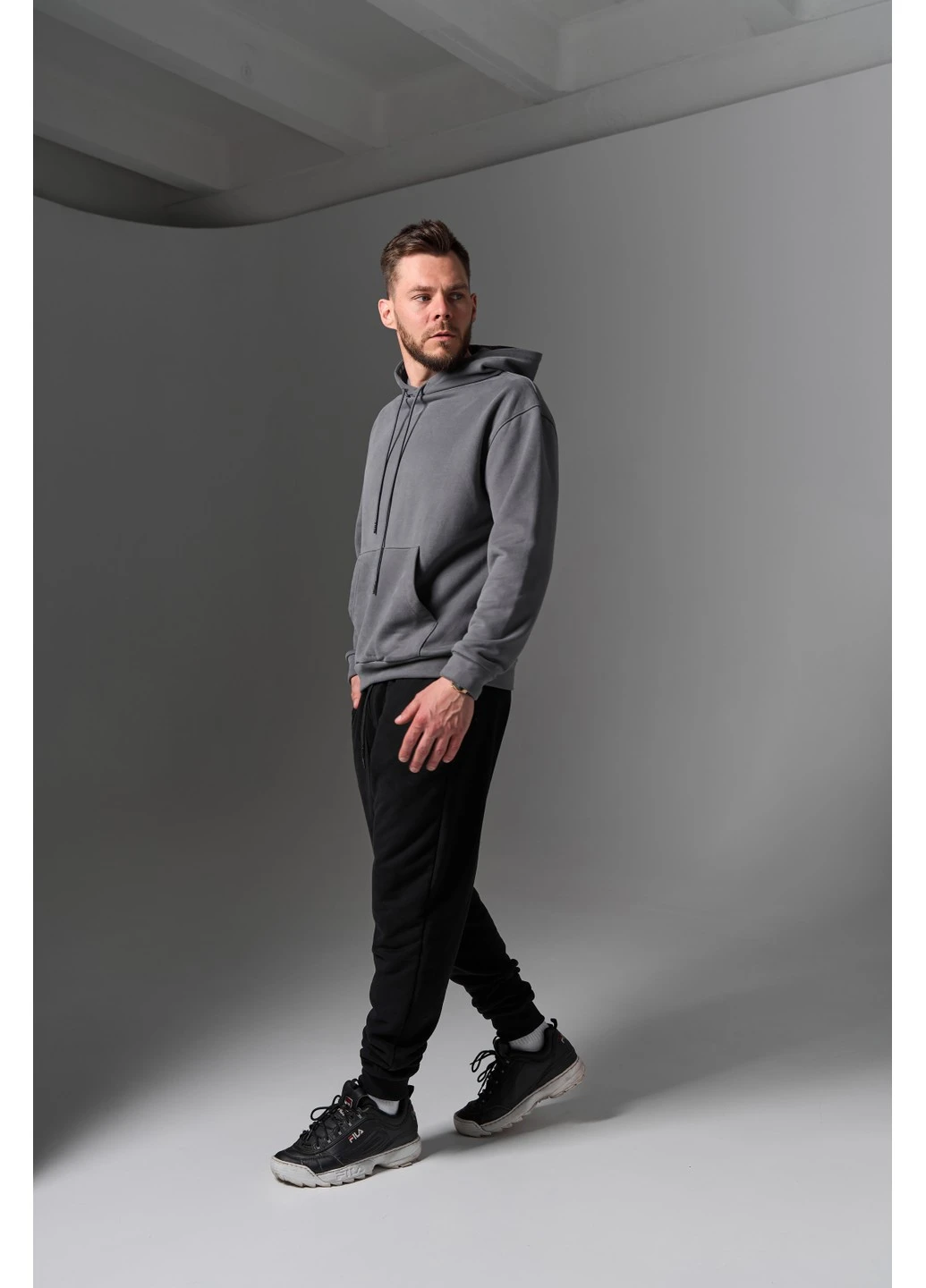 Спортивный костюм мужской весна осень HW HOOD с худи серый черный Handy Wear (266903849)