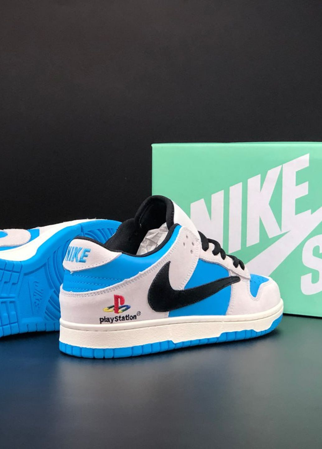Синие демисезонные кроссовки мужские, вьетнам Nike SB Dunk PlayStation