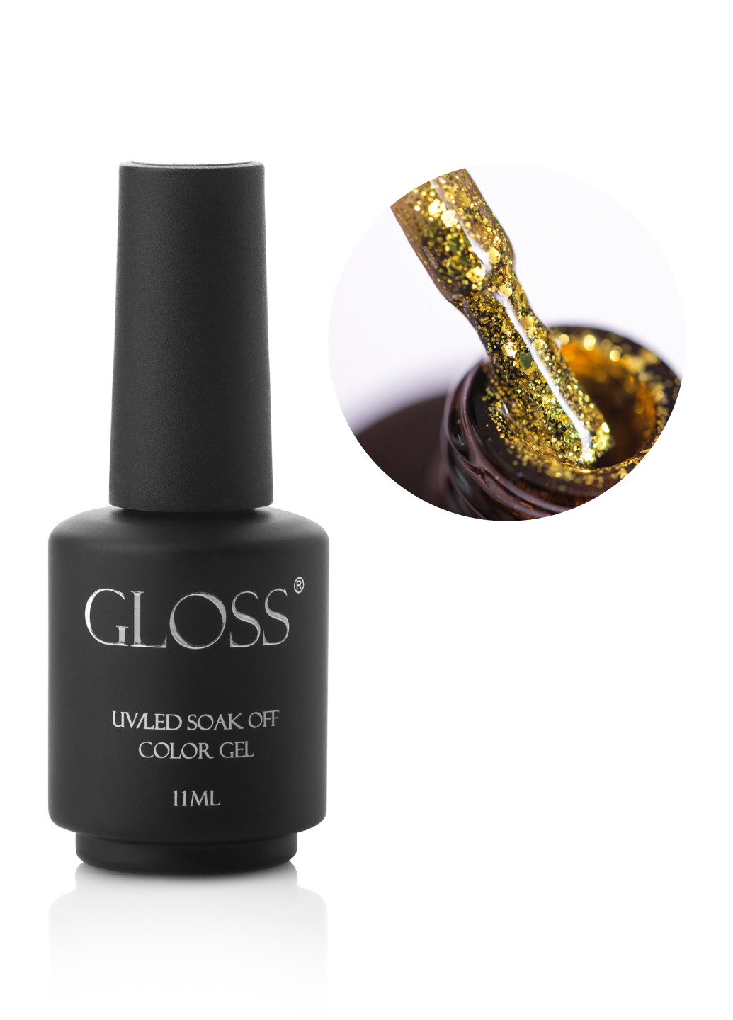 Гель-лак GLOSS 414 (золотисто-жовтий, мікроблиск та блискітки), 11 мл Gloss Company кристал (269119910)