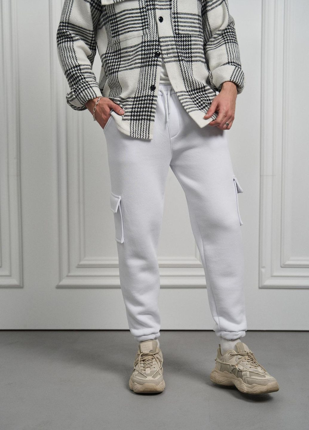 Белые зимние брюки No Brand