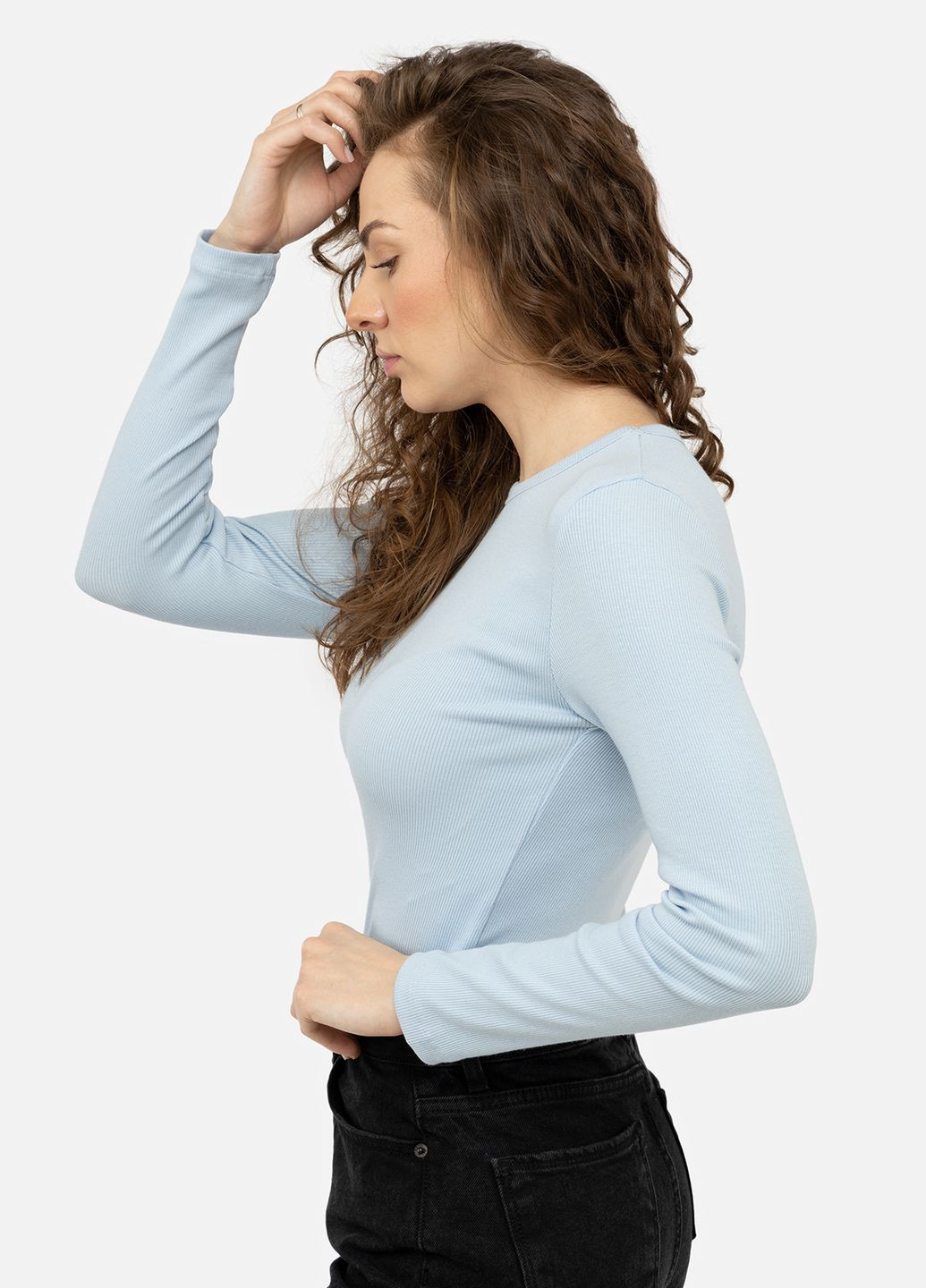 Женская футболка с длинным рукавом цвет голубой ЦБ-00242077 Busem (277695761)