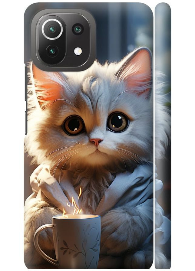 3D пластиковий матовий чохол 'Білий кіт' для Endorphone xiaomi mi 11 lite (265392996)