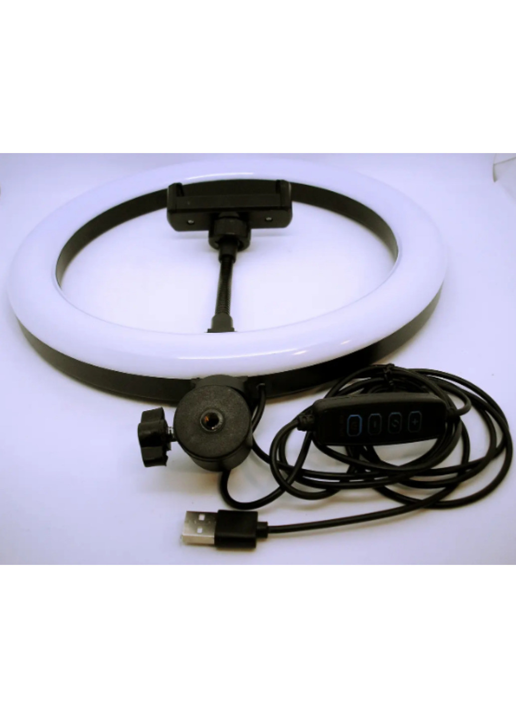 Лампа селфи кольцевая 26 см светодиодная LED кольцо с держателем для телефона и креплением под штатив No Brand (260517660)