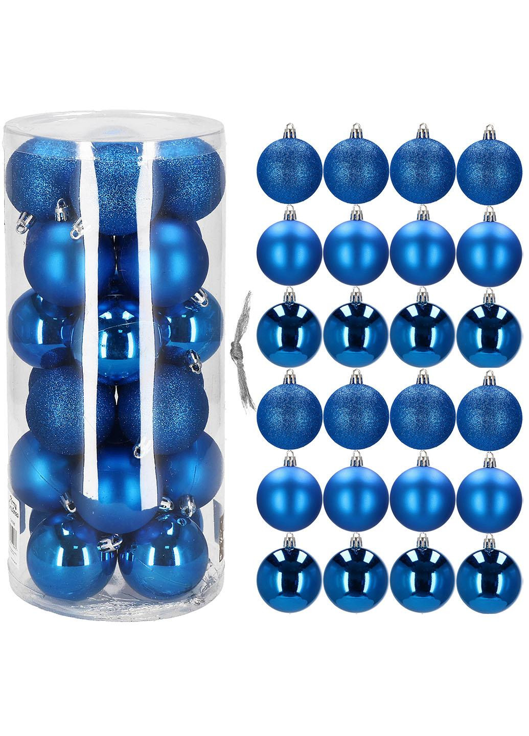Набір ялинкових куль d=6 см 24 шт CA0086 Springos синій пластик