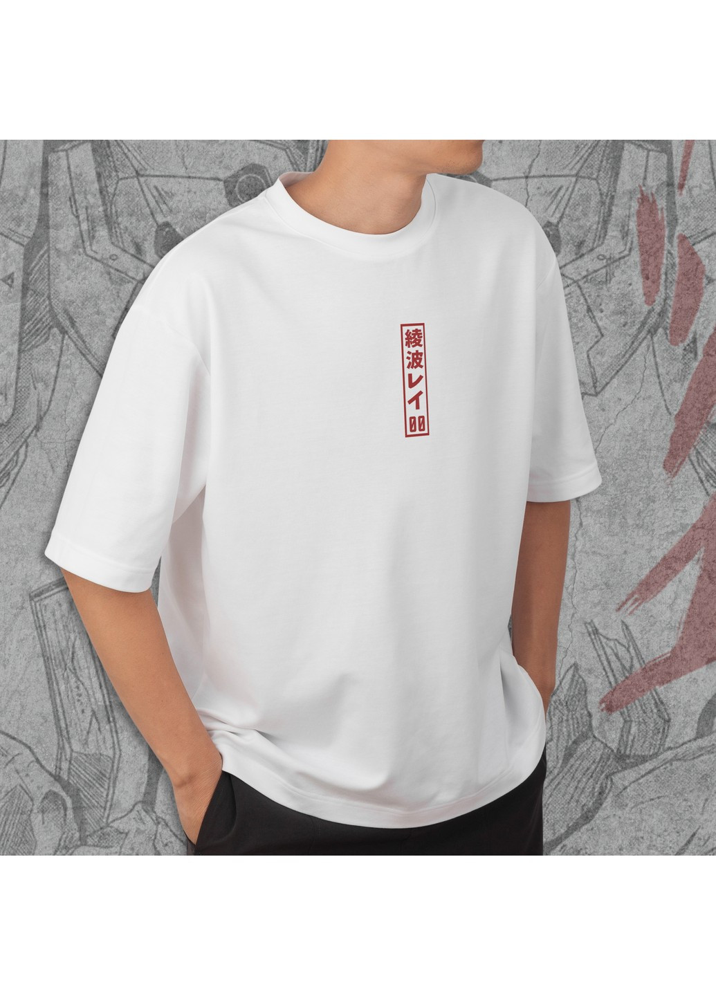 Біла футболка з принтом євангелион - юніт 00 No Brand