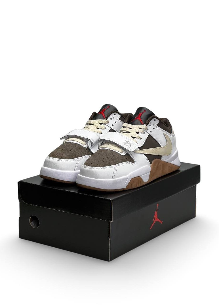 Цветные демисезонные кроссовки мужские, вьетнам Nike Air Jordan x Travis Scott “Cut The Check” White Brown Gum
