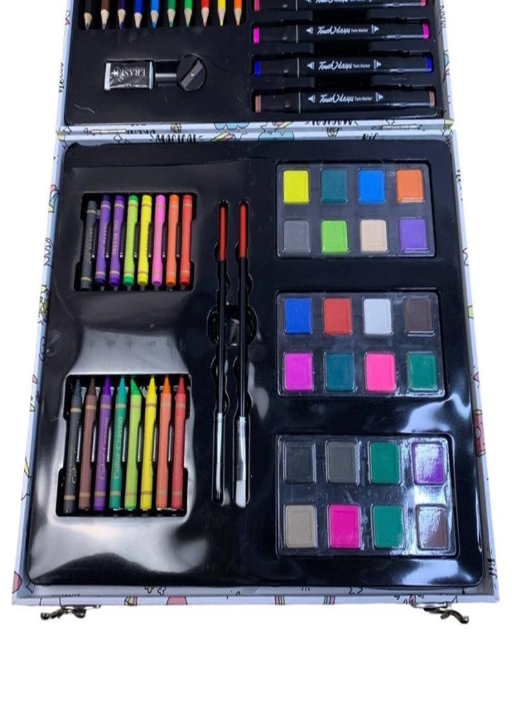Набір для творчості малювання дитячий зі скетч-маркерами фарби фломастери 64 предметів у валізі No Brand (268752707)