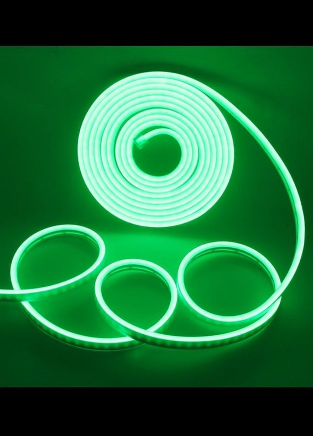 Неонова гнучка стрічка Neon Flex 0764 силіконова герметична 12V-220V, 5 м Зелений Led (268548087)