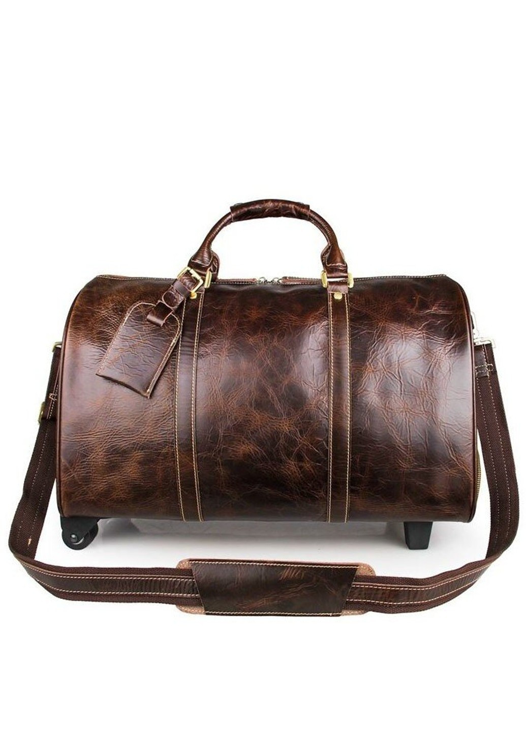 Дорожная кожаная сумка на колесах 14254 Темно-коричневый Vintage (271813509)