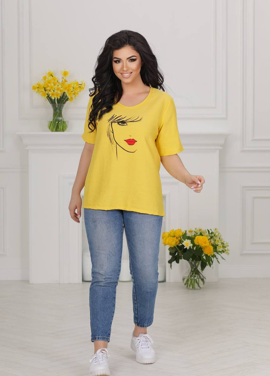 Желтая футболка жіноча колір жовтий р.54/56 431836 New Trend