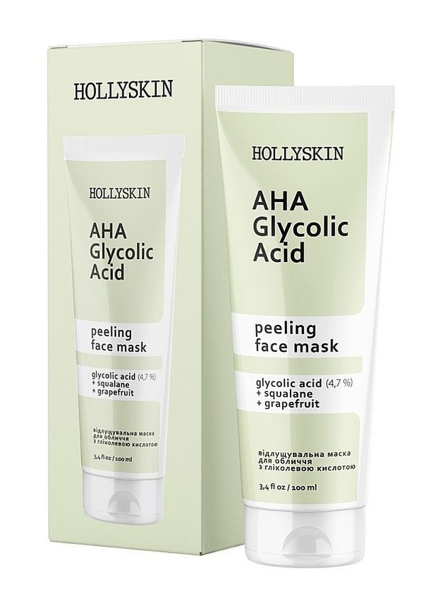 Маска для лица с гликолевой кислотой Glycolic AHA Acid Face Mask, 100 мл Hollyskin (260474226)