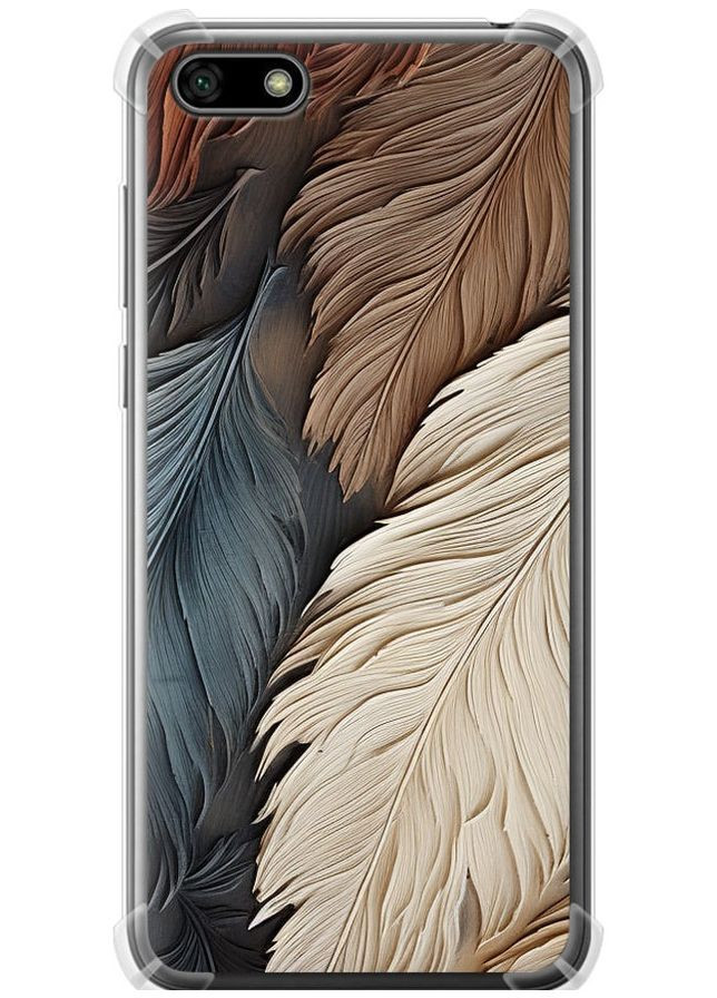 Силіконовий протиударний с посиленими кутами чохол 'Листя в стилі бохо' для Endorphone Huawei Y5 2018 (265393126)