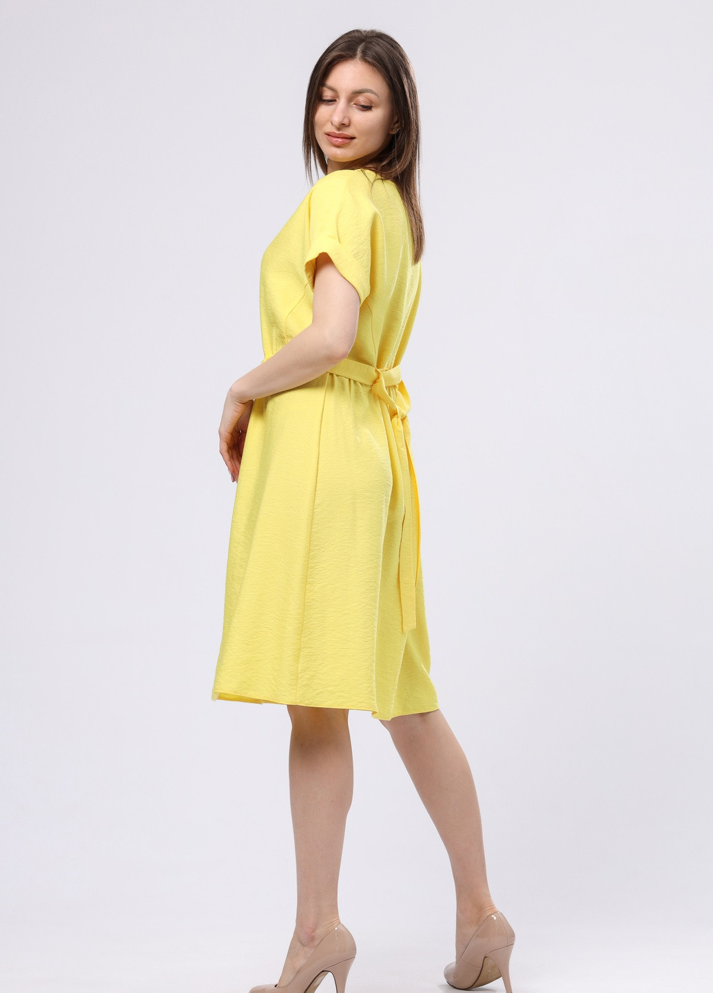 Жовтий кежуал літня жовта сукня з бавовняної тканини 5731 Cat Orange однотонна