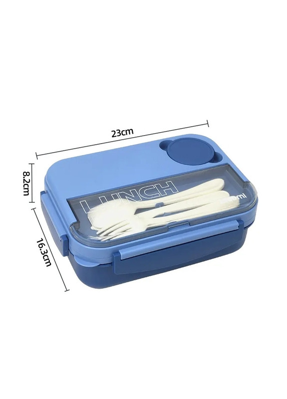 Ланчбокс на 4 герметичні відділи з приладами та соусницею LUNCH 1.3 л синій More (269266804)