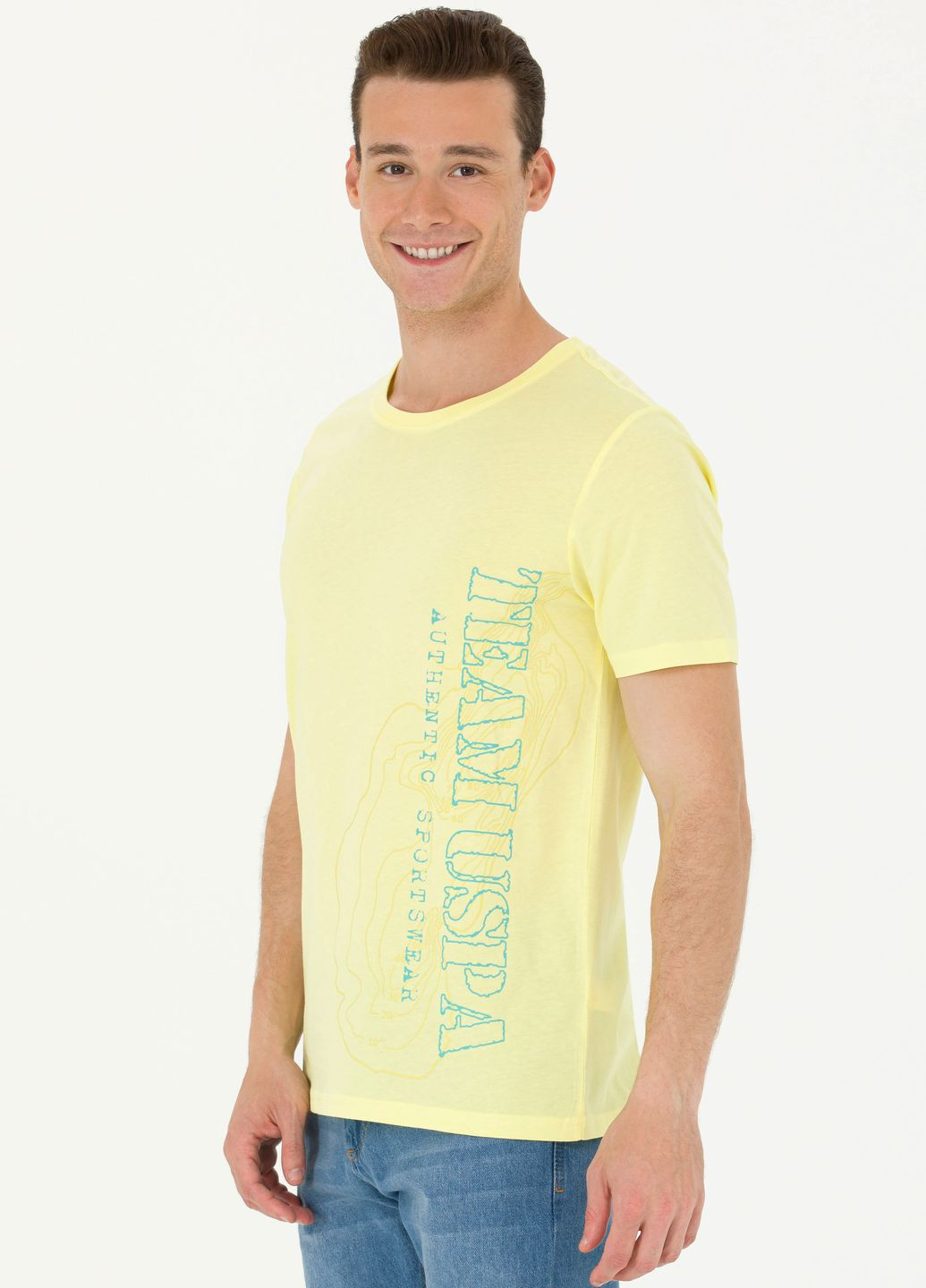 Светло-желтая футболка-футболка u.s/ polo assn. мужская для мужчин U.S. Polo Assn.