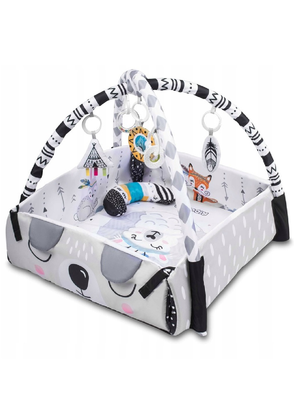 Великий розвиваючий інтерактивний килимок для немовлят малюків дітей з 7 іграшками 100х110х53 см (474819-Prob) Unbranded (259906170)