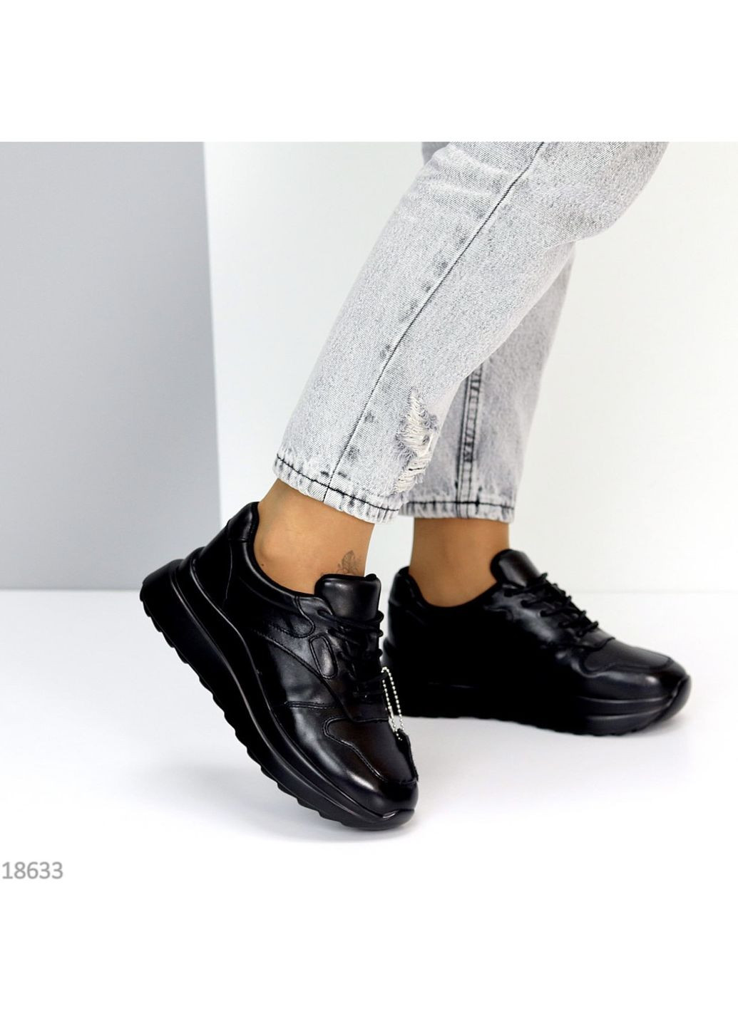Чорні осінні стильні жіночі кросівки No Brand