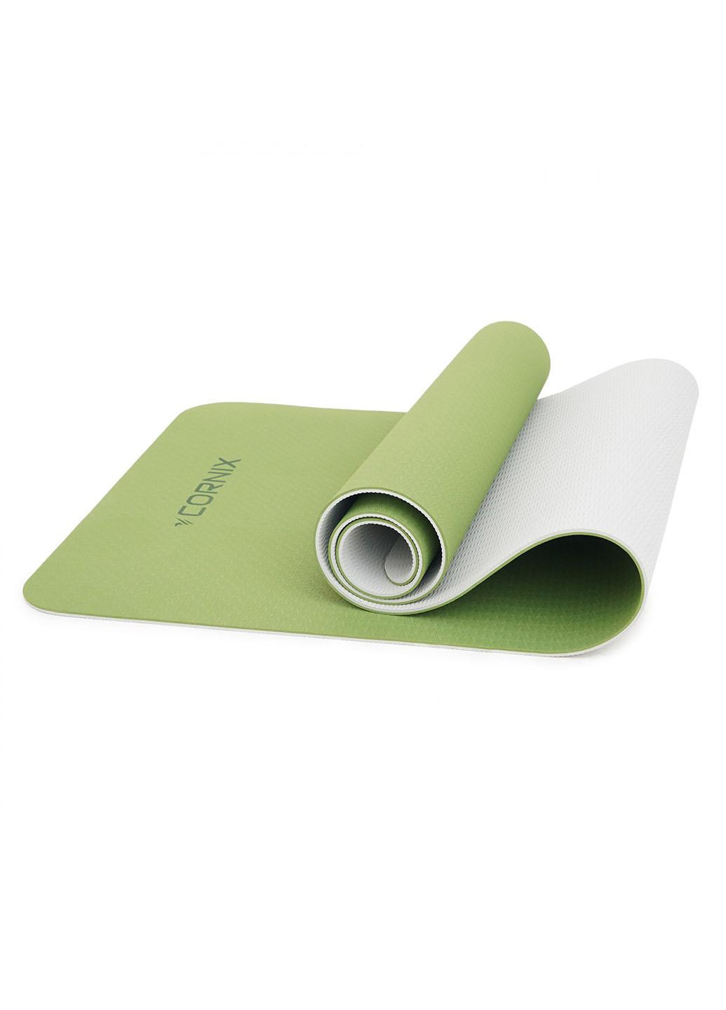 Килимок спортивний Cornix TPE 183 x 61 x 0.6 см для йоги та фітнесу XR-0008 Green/Grey No Brand (260378600)