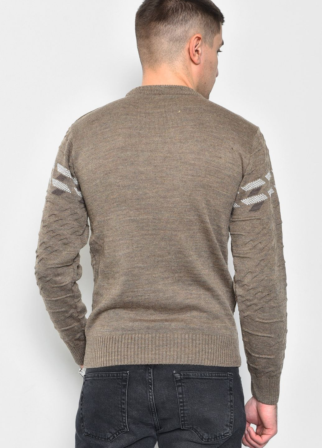 Коричневий демісезонний светр чоловічий однотонний коричневого кольору пуловер Let's Shop