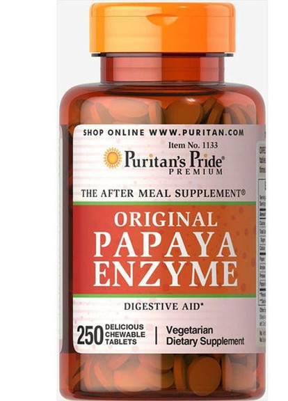 Puritan's Pride Papaya Enzyme 250 Chewable Tabs Puritans Pride (256721116)