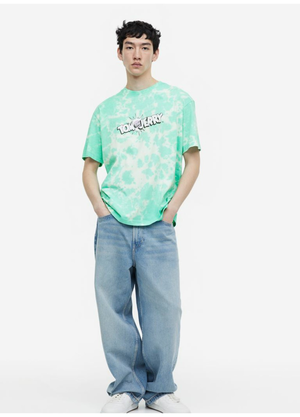 Зеленая мужская футболка relaxid fit (55674) s зеленая H&M