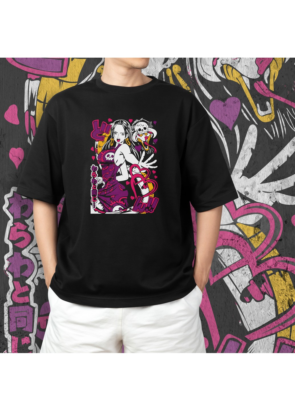 Черная футболка c принтом ван пис - boa hancock No Brand