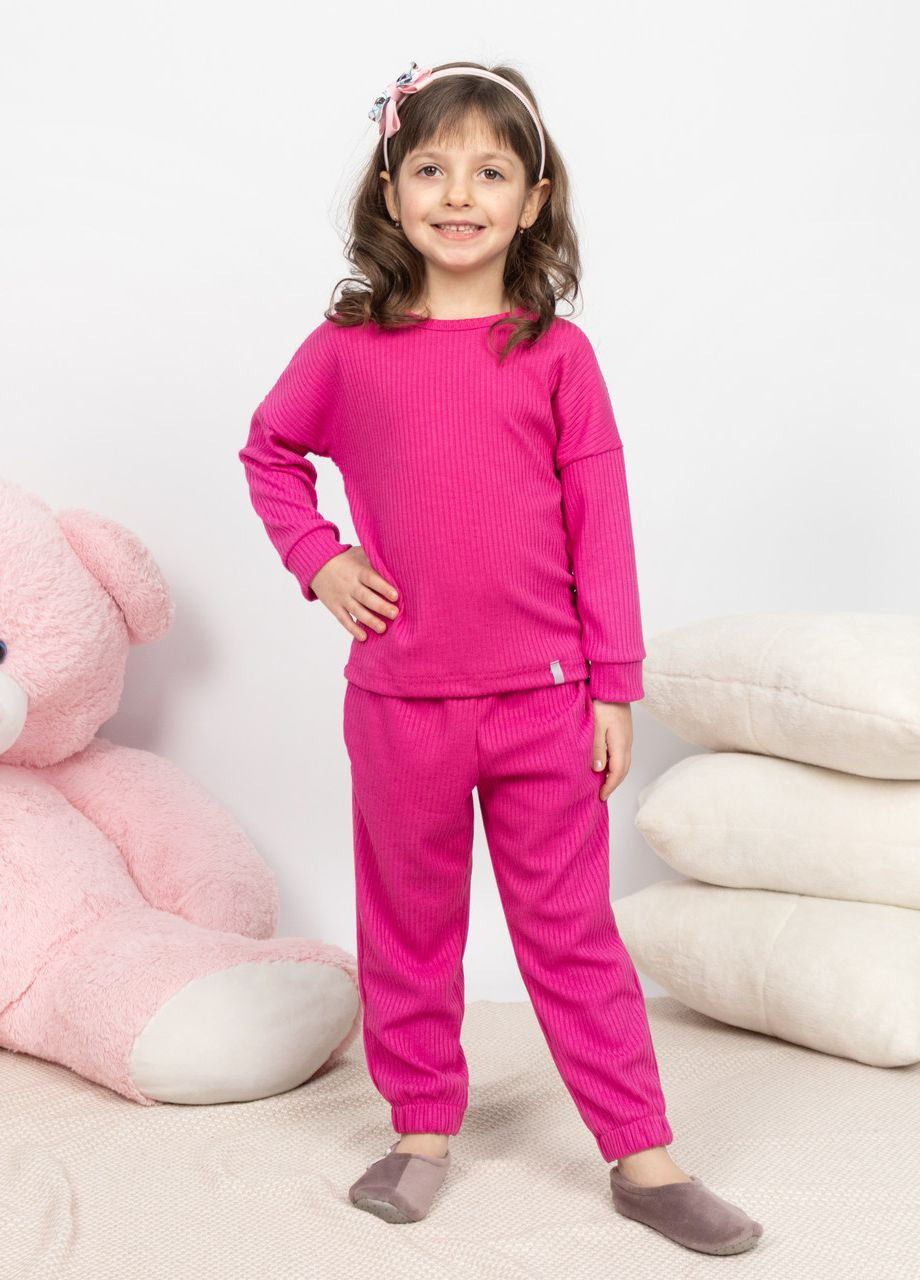 Рожева піжама дитяча домашня рубчик кофта зі штанами рожевий Maybel