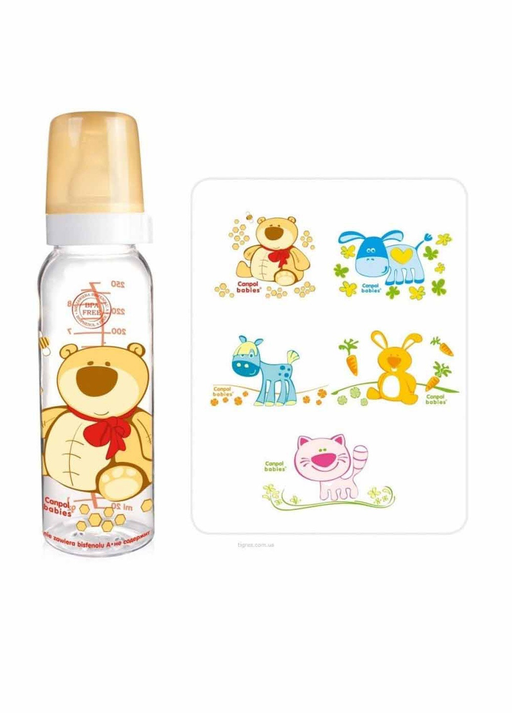 Бутылка 250 мл с рисунком (BPA FREE) коллекция "Веселые зверьки" цвет разноцветный 00-00028477 Canpol Babies (259422844)