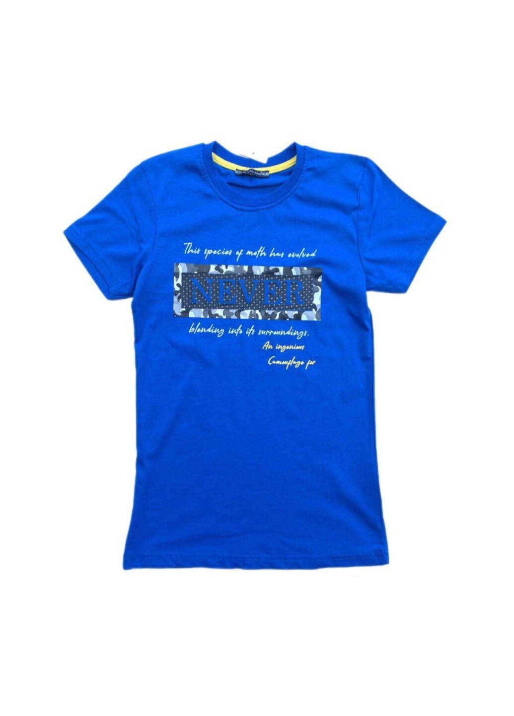 Синяя стильная футболка цвет электрик для мальчика Модняшки