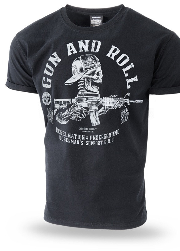 Черная футболка gun and roll ts276bk Dobermans Aggressive