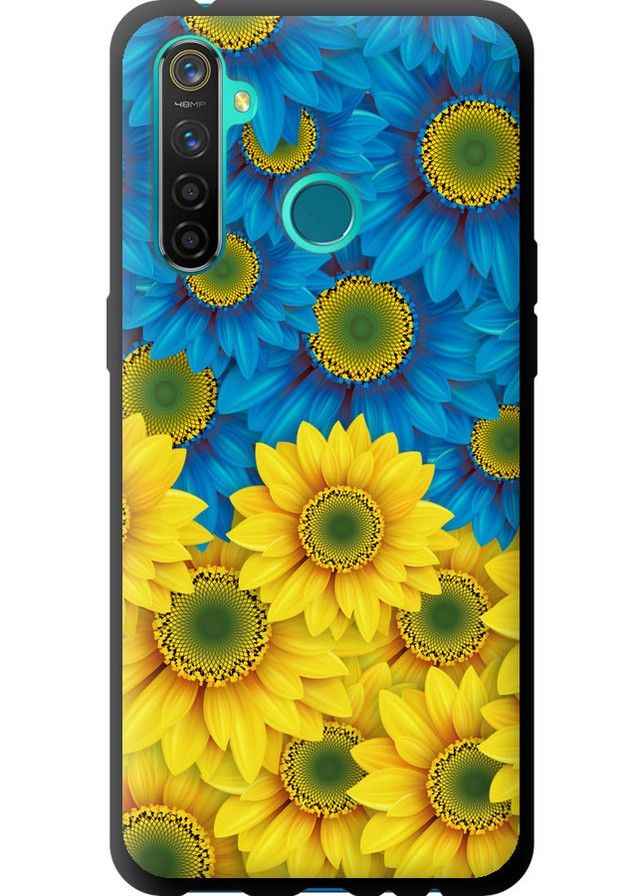 TPU черный чехол 'Жёлто-голубые цветы' для Endorphone Realme 5 Pro (257835635)