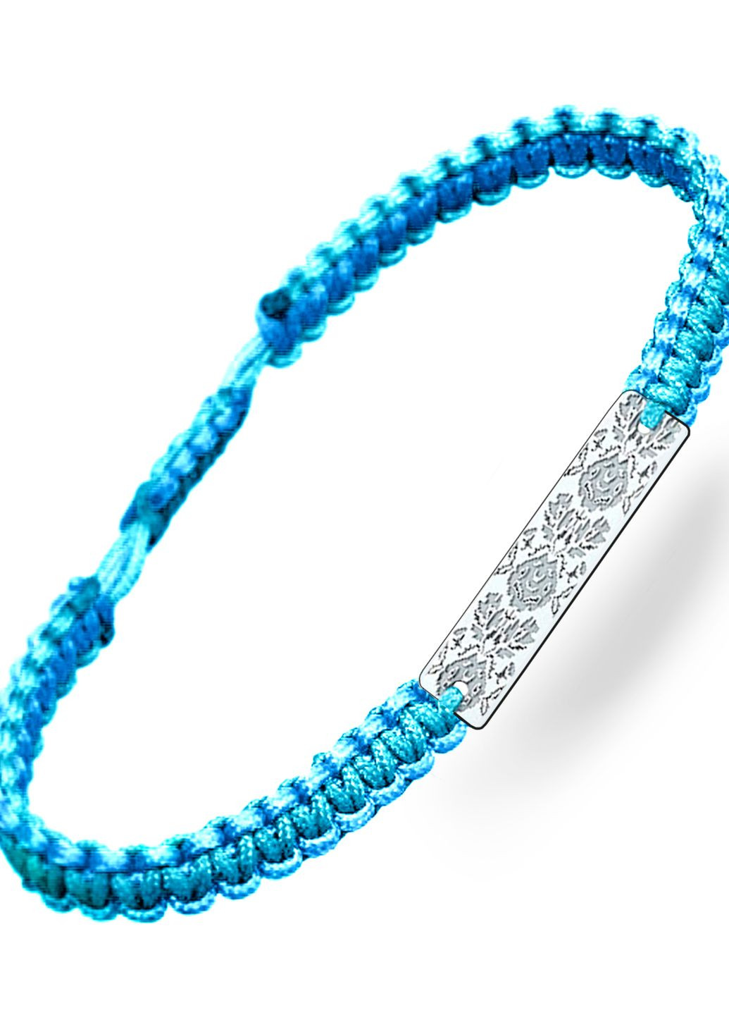 Срібний браслет шамбала Вишиванка блакитна шовкова нитка «Харків» регулюється родоване срібло Family Tree Jewelry Line (266140710)
