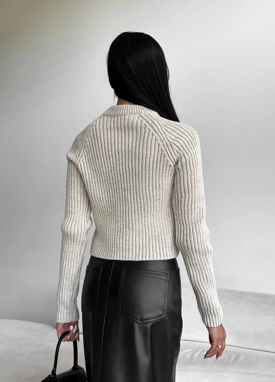 Женский свитер с текстурным узором цвет светло бежевый р.42/46 441959 New Trend (263134263)